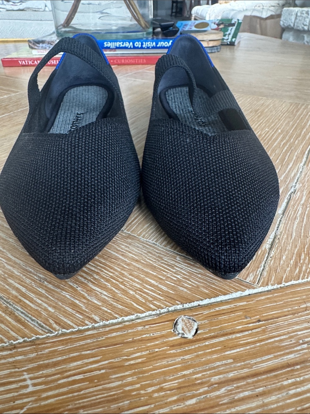 Rothy's Black Pointed Knit Mary Jane Flats with Elastic Strap - Picture 8 of 9